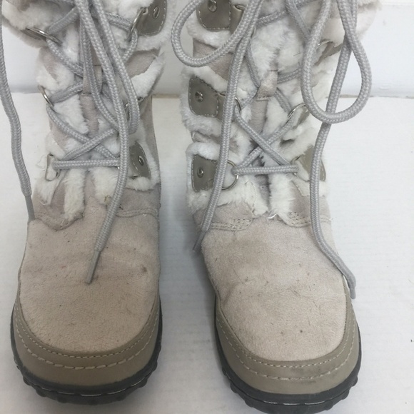 U.S. Polo Assoc Womens Faux Suede & Faux Lined Fur Lace Up Gray Boots - Picture 4 of 12